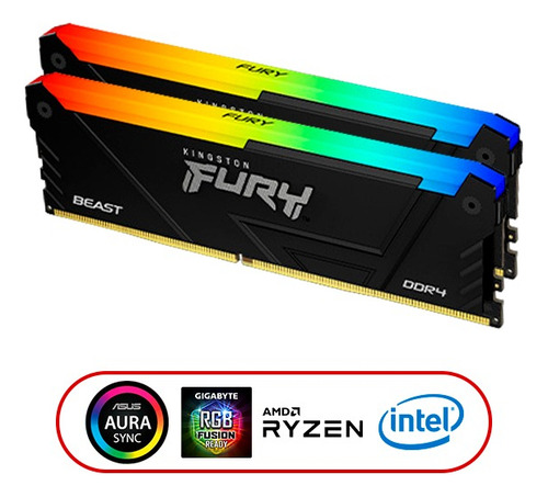 Memoria Ram Fury Rgb 16gb Ddr4 3200 Mhz Cl 16 / 1.35v