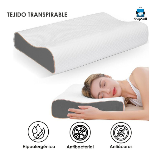 Almohada Ortopédica Ergonómica Cervical Memory Foam Gel Color Blanco