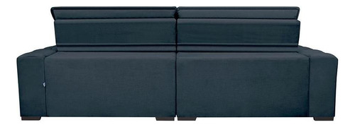 Cama InBox Sofá Lisboa 2,12m Retrátil Reclinável com Molas no Assento Tecido Suede Velusoft Azul