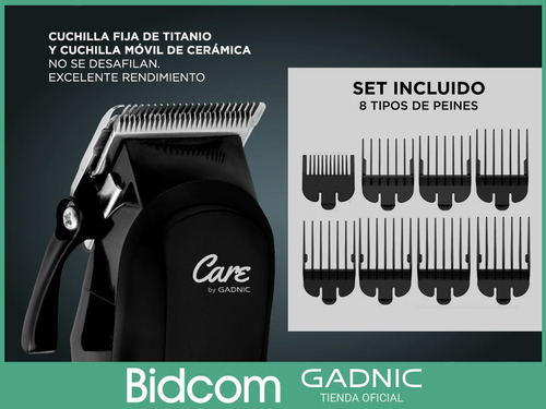 Cortadora De Pelo Gadnic Profesional Recargable + Kit Peines