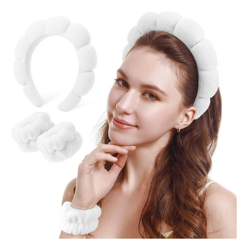 Juego De Diademas De Spa Lavarse La Cara Esponja Maquillaje