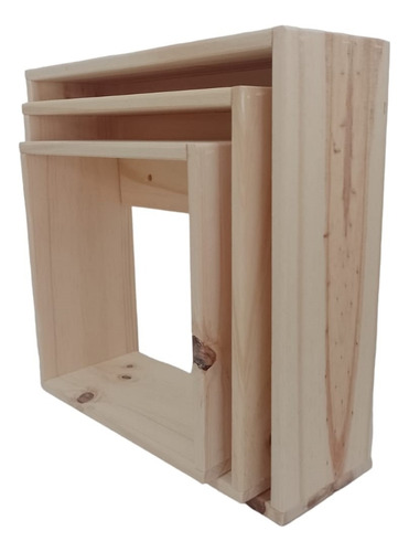 Cubo Repisa Estante Moderno Decorativo De Madera Pino - 3 U.