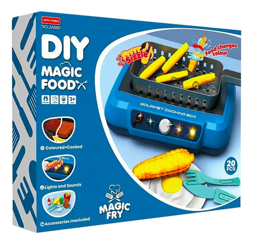 Freidora Cocinita Simulacion Con Luz Y Sonido Juguete Niños Color Azul