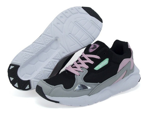 Imagen 1 de 2 de Tenis Newk Mujer, Línea Sadi, Color Negro, Rosa Menta.