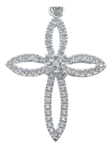 Dije Cruz Redonda Zirconia Hombre Mujer Plata 925 4.1 Cm