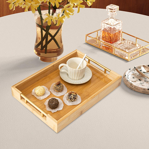 Elegante Bandeja De Bambú Para Servir 38cmx26.5cmx5cm
