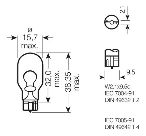 Kit 10 Lámparas T15 W16w W2.1x9.5d Osram Posicion 921 12v