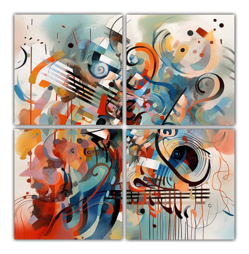 100x100cm Cuadros Abstractos Música Modernos Bastidor Mader