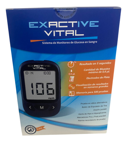 Kit Glucómetro Exactive Vital Tirillas+lancetas+estuche