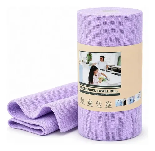 Rolo De Pano De Limpeza Em Microfibra 25x25 Cm 50 Folhas Top Violeta