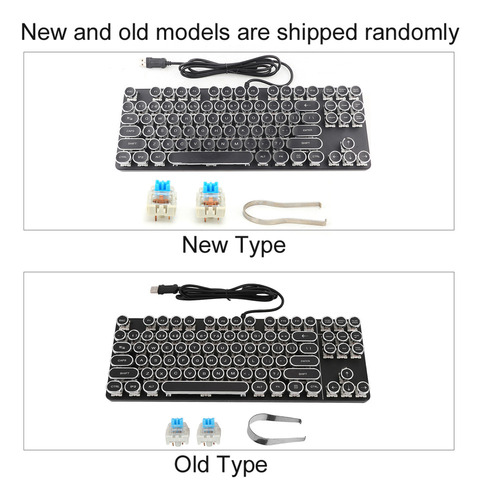 Teclado Mecânico Zya Punk 917 Com Capa Redonda Vintage Para