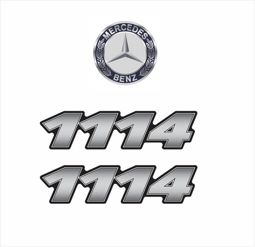 Kit Emblemas Mercedes Benz 1114 Adesivo Reticulado Krt31 Fgc