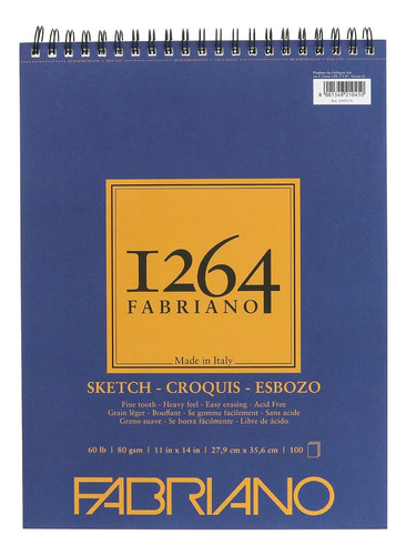 Fabriano 1264 Skecth Croquis 27.9x35.6 Cms 80 Gsm 100 Hojas