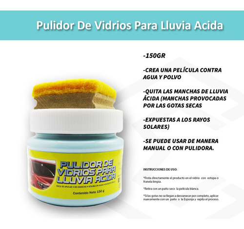 Pulidor De Vridrios Para Lluvia Acida Excelente Brillo