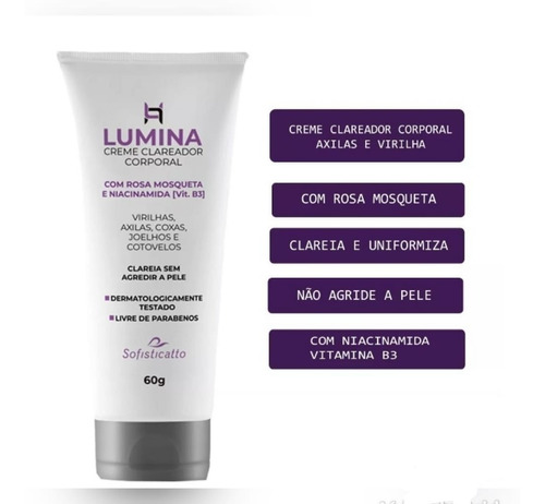 Lumina Creme Clareador Corporal Sofisticatto 60g