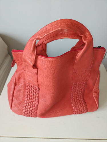 Cartera Kevingston En Cuero Color Coral C/billetera Incluida Coral Lisa Níquel Sin (Usado)