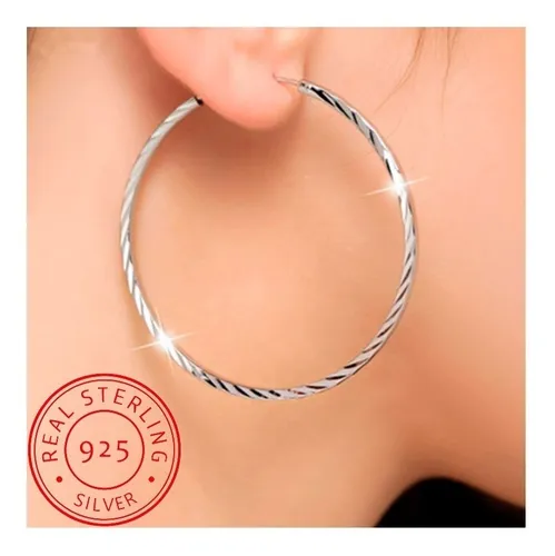 Aros Plata925 Argollas Plateadas Grandes Textura Geom trica