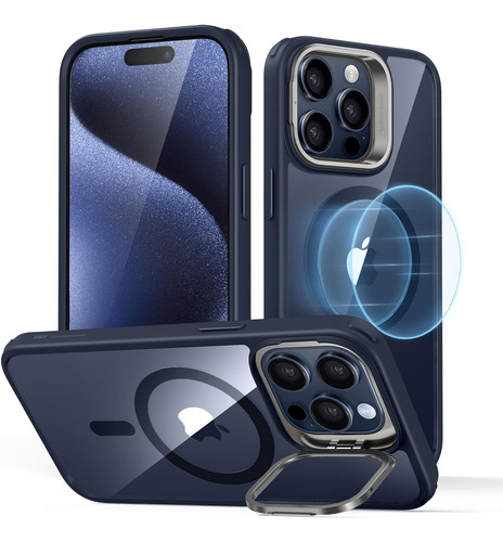 Funda Magnetica Para iPhone 15 Pro Max Transparente Azul