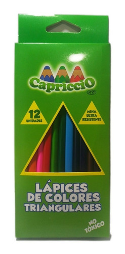 Caja 12 Lapices De Colores Madera Capriccio Triangulares.