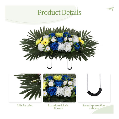 Memobloom Lápida De Flores Para Tumba ' Flores Artificiales