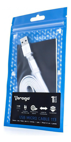 Cable Usb - Micro Usb Vorago Cab-113 Blanco, Macho, 1 Metro