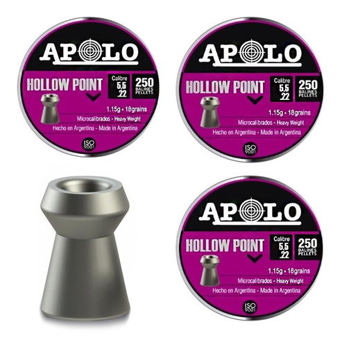 Combo 3 Latas Balines Apolo Hollow Point 5,5 Mm X 