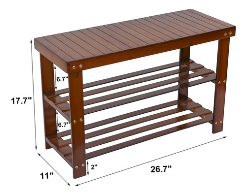 Shoe Rack Bench C&ahome, Organizador De Zapatos De Bambú De