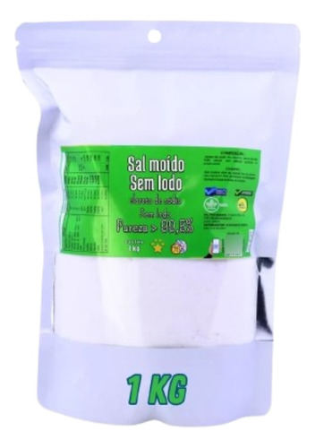 Sal Sem Iodo Ultrapuro Moido Pureza Superior A 99,5% 1kg Sab Sal Sem Iodo Moido