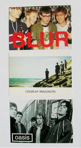 Coldplay, Oasis, Blur Set De 3 Postales Importadas, Original