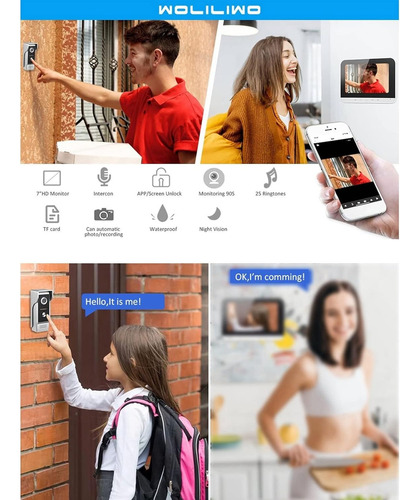 Sistema De Timbre Con Vídeo, Intercomunicador Tft Lcd 7