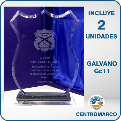 2 Galvanos Cristal Gc11 C/logo Y Grabado 22 Cm Envio Gratis 