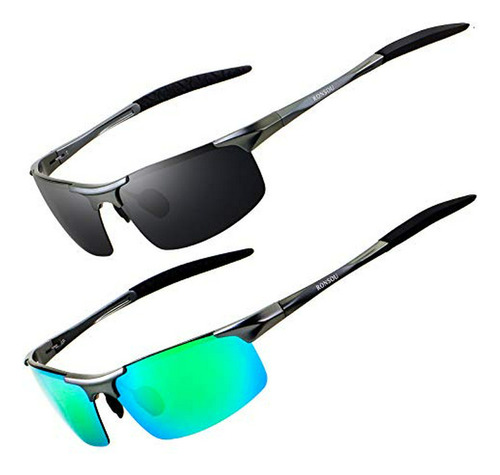 Gafas De Sol - Ronsou Men Sport Al-mg Polarized Sunglasses U