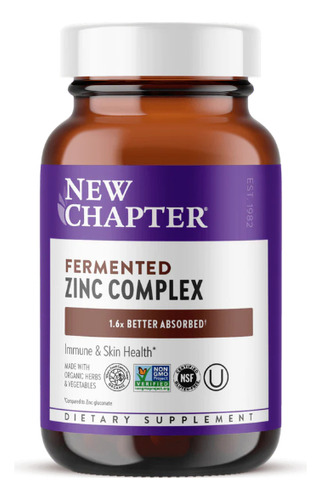 New Chapter Complejo De Zinc Fermentado 90 Caps Sabor Sin Sabor