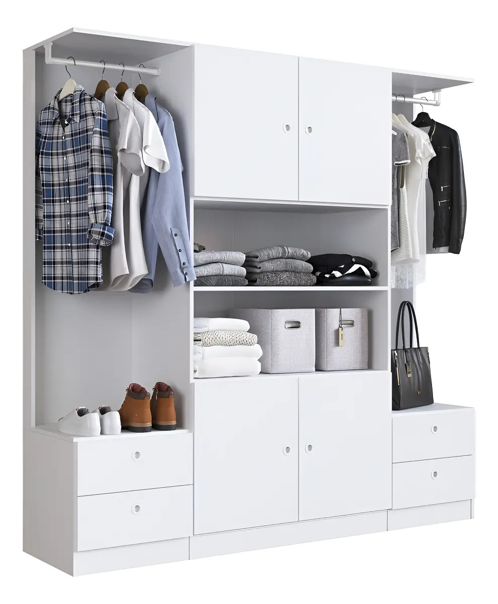 Guarda Roupas Casal 4 Portas 4gav E 2 Cabid Branco