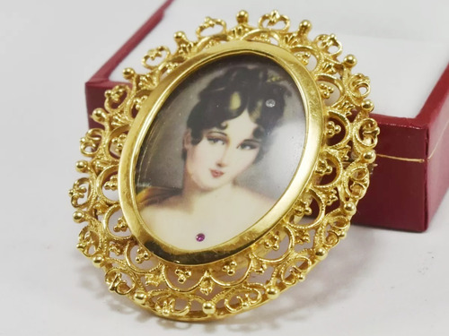 Prendedor Camafeo Oro 18k Único Diseño Italiano Regalo Mamá