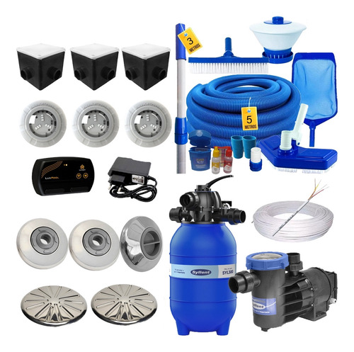 Kit Para Piscina Alvenaria Até 37mil Completo Syllent - 220v