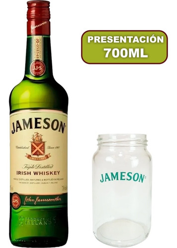 Whisky Jameson Irlandes 750ml Triple Destilado + 1 Vaso 