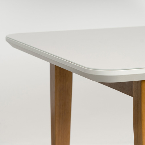 Mesa De Jantar 6 Lugares 1,60m Tampo Mdf E Vidro Pés Wt