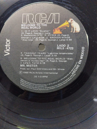 Lp Disco De Acetato De Mr. Mister Welcome To The Real World (Usado)