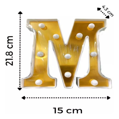 Letras Y Números Led 3d Luces Foco Lampara Decora Abecedario M