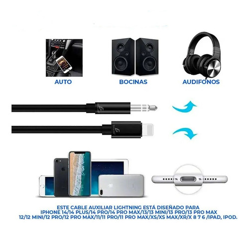 Hoco Upa13 Cable Adaptador Aux 3.5mm 1m Negro