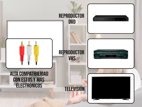 Imagen 2 de 10 de Cable Rca A Rca Y 120cm Tv Dvd Mayoreo Oferta 11-1056
