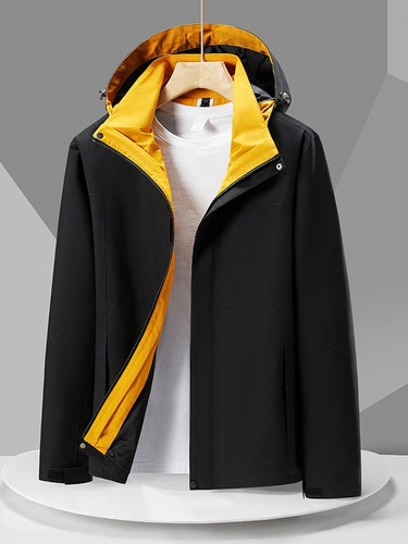 Chamarra Casual Deportiva Con Bloques De Color Para Hombre