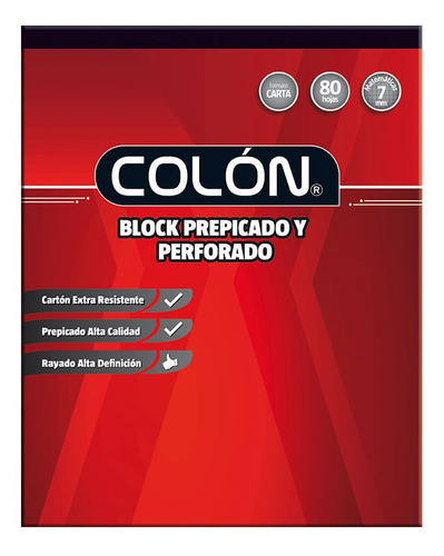 Block Prepicado Perforado Carta 80 Hojas 7 Mm Colon