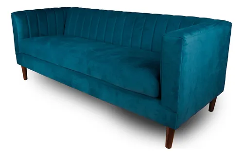Sofa Sorrento 3 Cuerpos Tela Velvet Vivian - Latam Home