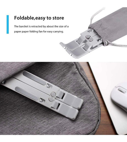 Soporte D Aluminio Para Laptop Base Plegable Ajustable Plata