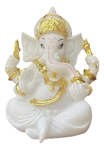 Estatua De Resina De Elefante Ganesha Buda, Blanco