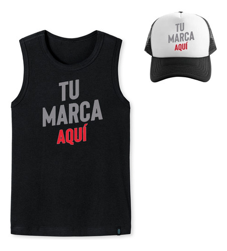 Combo Musculosa Personalizada + Gorra Premium Con Tu  Marca 