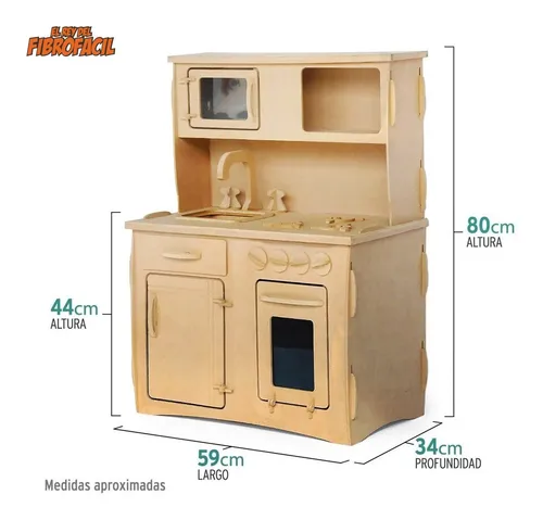 Cocinita De Madera De Juguete Cocina Infantil Niña Niño Mdf - $ 34.990