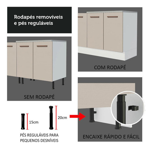 Gabinete Bajo Cocina Madesa Agata 35cm 1 Puerta Sin Encimera Color Blanco/Crema